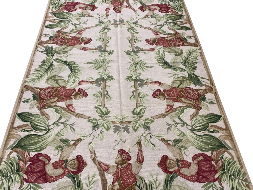 4.0 x 6.0 Monkey Garden Handmade Needle Point Tapestry Rug #F-6909