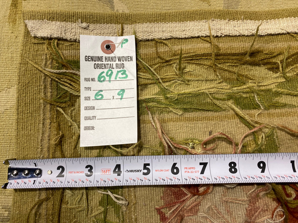 6.0 x 9.0 Needle Point Flat Weave Wool French Aubusson Rug #F-6913