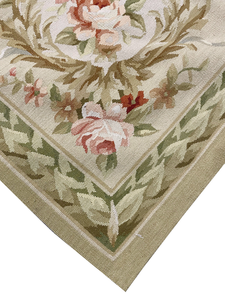6.0 x 9.0 Needle Point Flat Weave Wool French Aubusson Rug #F-6913