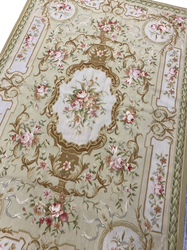 6.0 x 9.0 Needle Point Flat Weave Wool French Aubusson Rug #F-6913