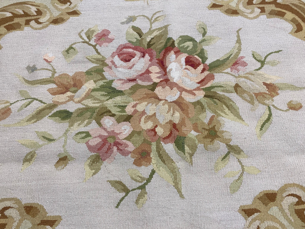 6.0 x 9.0 Needle Point Flat Weave Wool French Aubusson Rug #F-6913