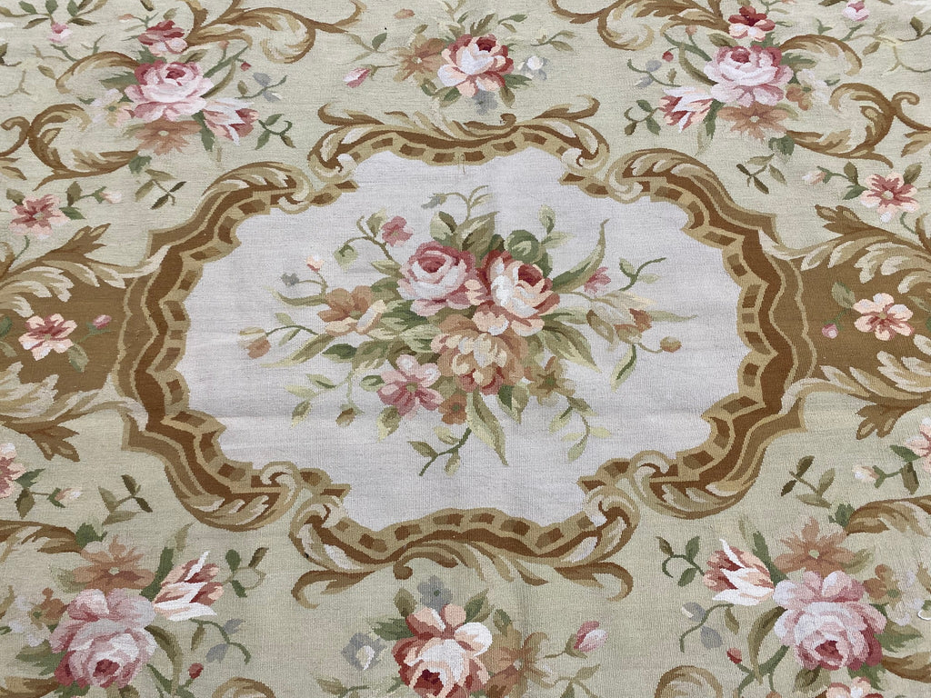 6.0 x 9.0 Needle Point Flat Weave Wool French Aubusson Rug #F-6913