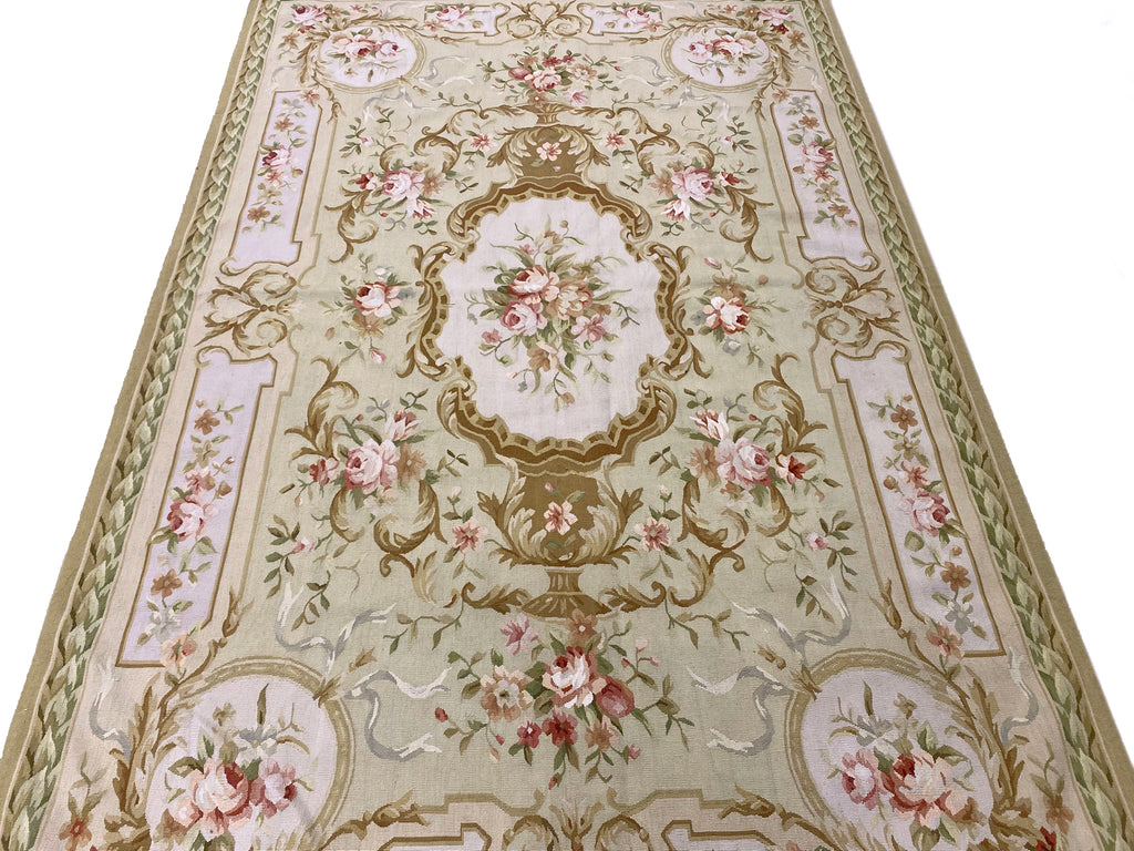 6.0 x 9.0 Needle Point Flat Weave Wool French Aubusson Rug #F-6913