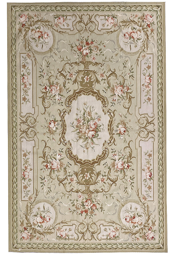 6.0 x 9.0 Needle Point Flat Weave Wool French Aubusson Rug #F-6913