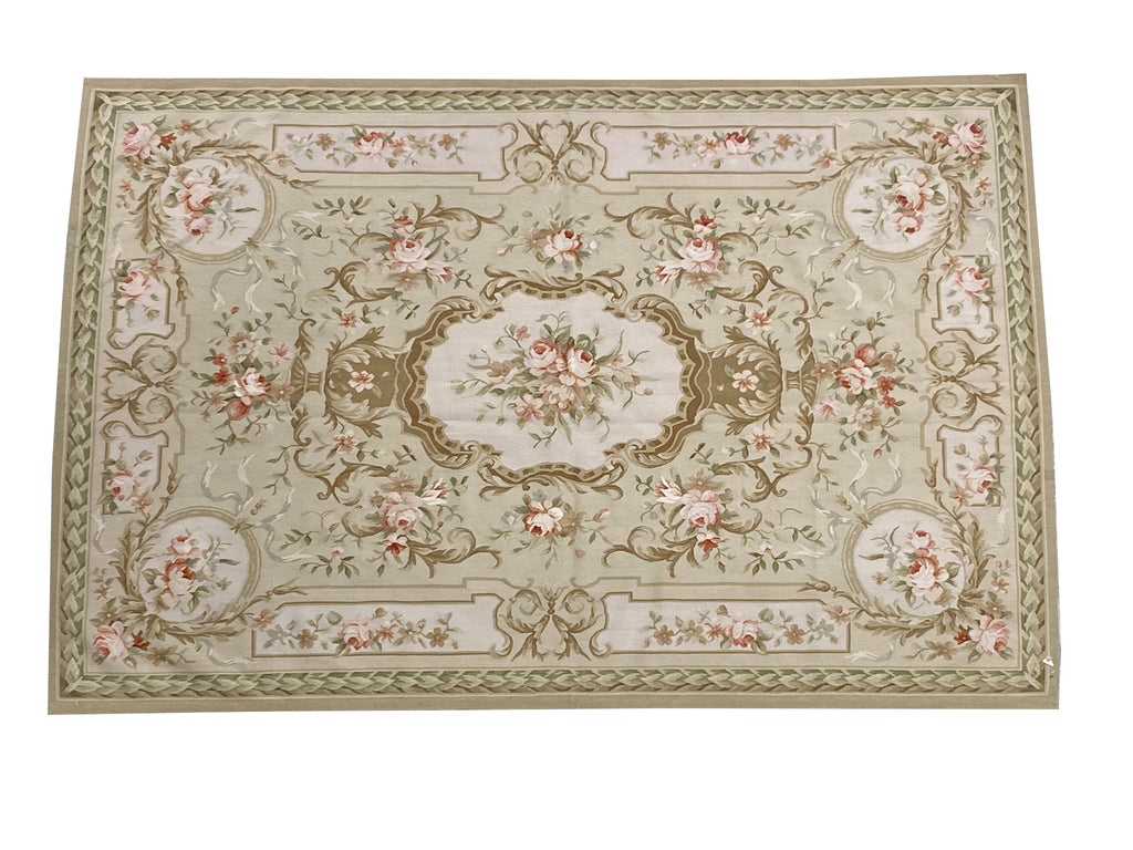 6.0 x 9.0 Needle Point Flat Weave Wool French Aubusson Rug #F-6913