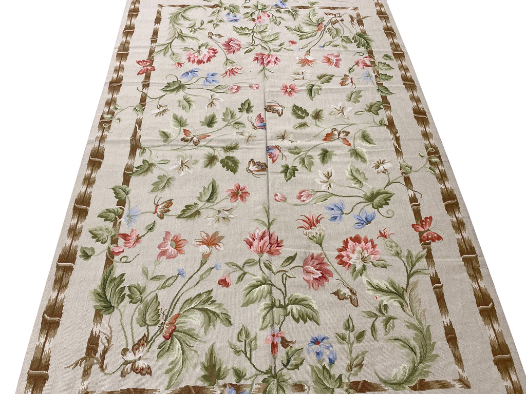 5.0 x 8.0 Needle Point Transitional French  Floral Rug #F-6914