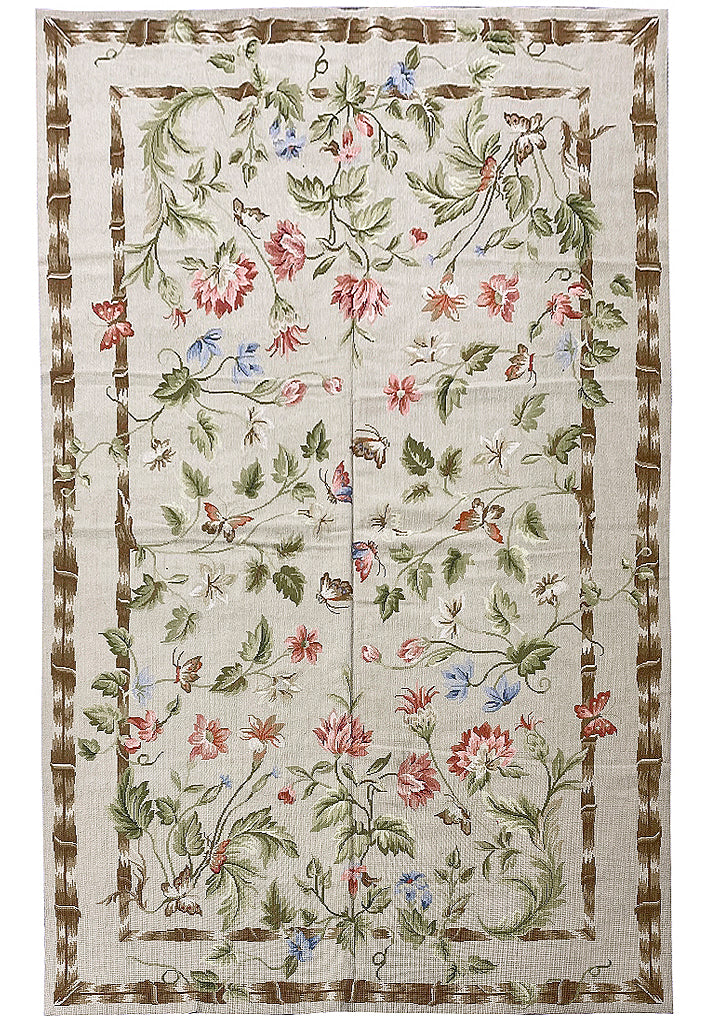 5.0 x 8.0 Needle Point Transitional French  Floral Rug #F-6914