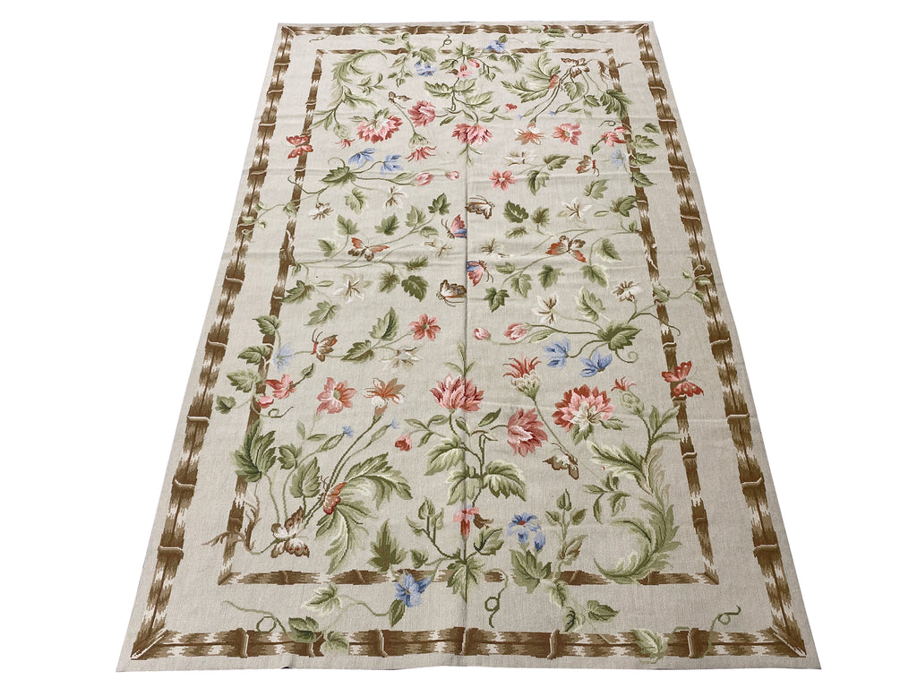 5.0 x 8.0 Needle Point Transitional French  Floral Rug #F-6914