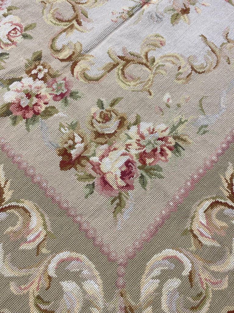 4.0 x 6.0 Needle Point French Aubusson Rug Sage Green   #F-6916