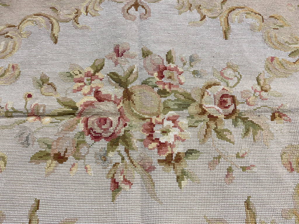 4.0 x 6.0 Needle Point French Aubusson Rug Sage Green   #F-6916