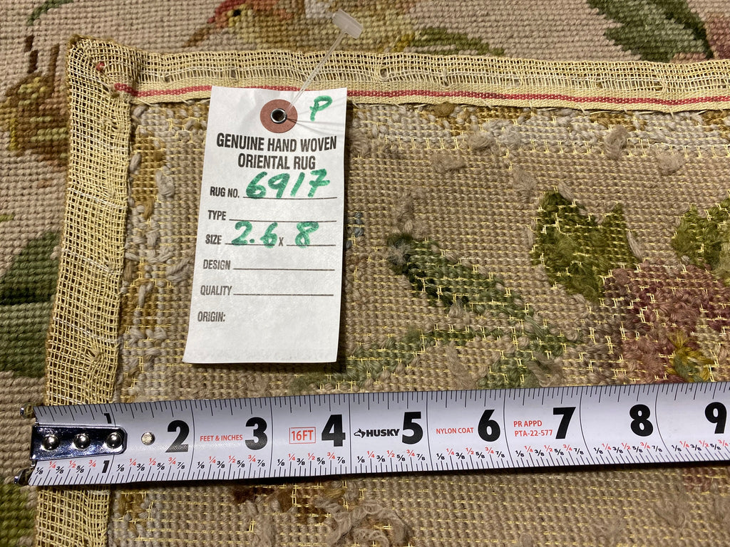 2.6 x 8.0 Runner Needle Point Flat Weave Wool BIRDS French Love #F-6917