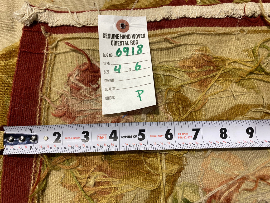 4.0 x 6.0 Fine Flat Aubusson Weave Rug French Aubusson BURGUNDY  #F-6918