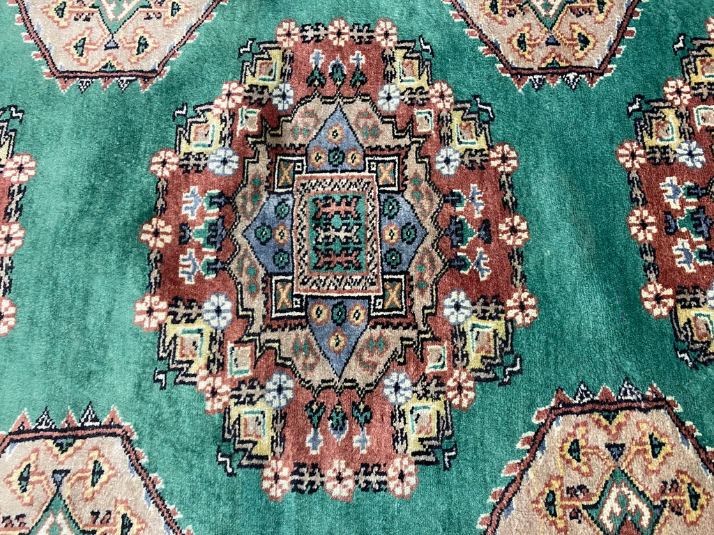 3.2 x 5.9 GREEN Handmade Signed Jaldar Bokhara Rug Fine Silky Wool  #F-6919