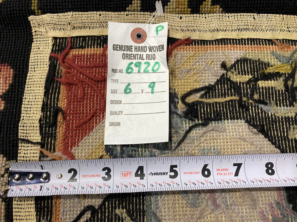 6.0 x 9.0 Needle Point English Garden NICE ANIMALS BLACK  #F-6920