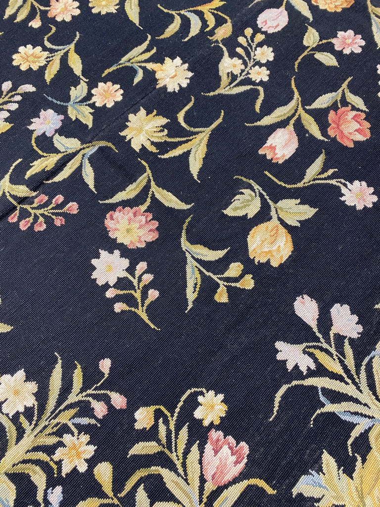 6.0 x 9.0 Needle Point English Garden NICE ANIMALS BLACK  #F-6920