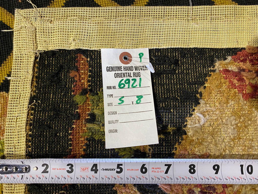 5.0 x 8.0 Needle Point Rug Rooster BLACK  #F-6921