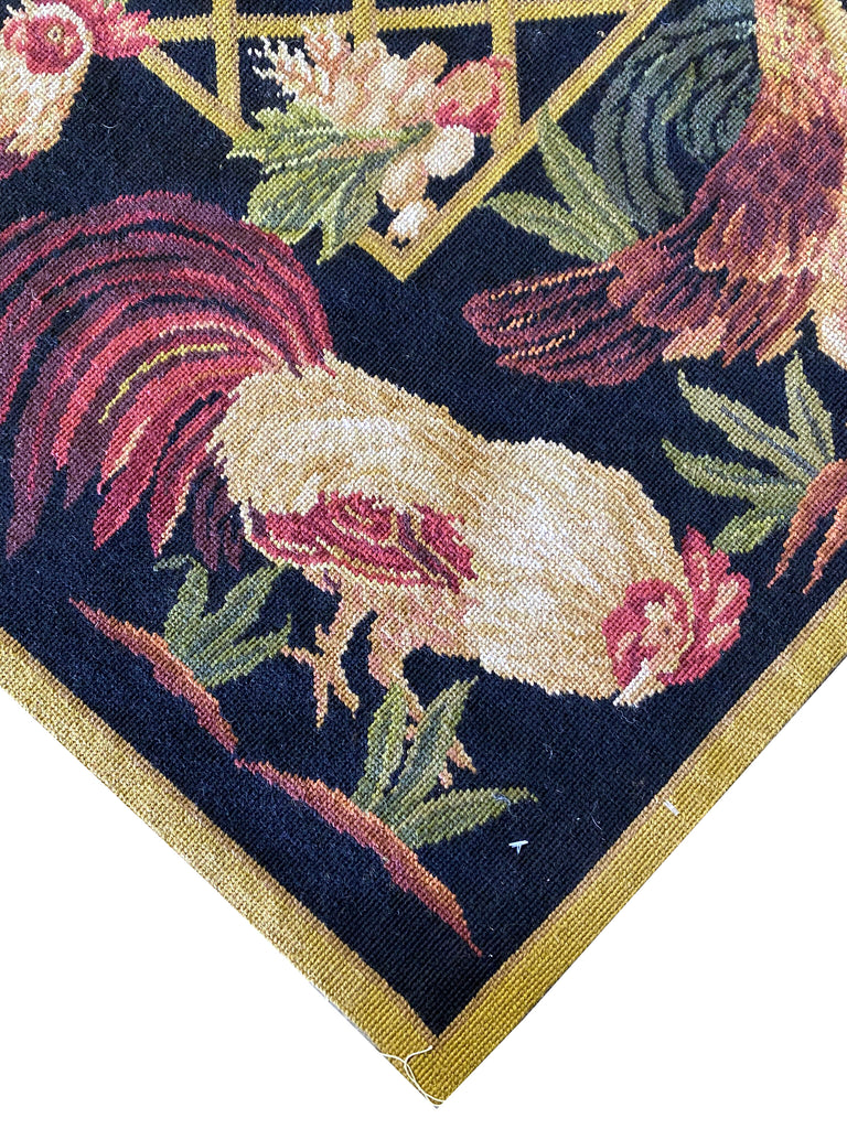 5.0 x 8.0 Needle Point Rug Rooster BLACK  #F-6921