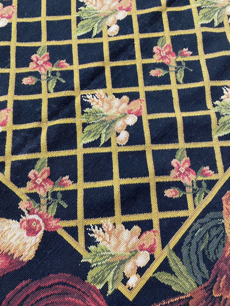 5.0 x 8.0 Needle Point Rug Rooster BLACK  #F-6921