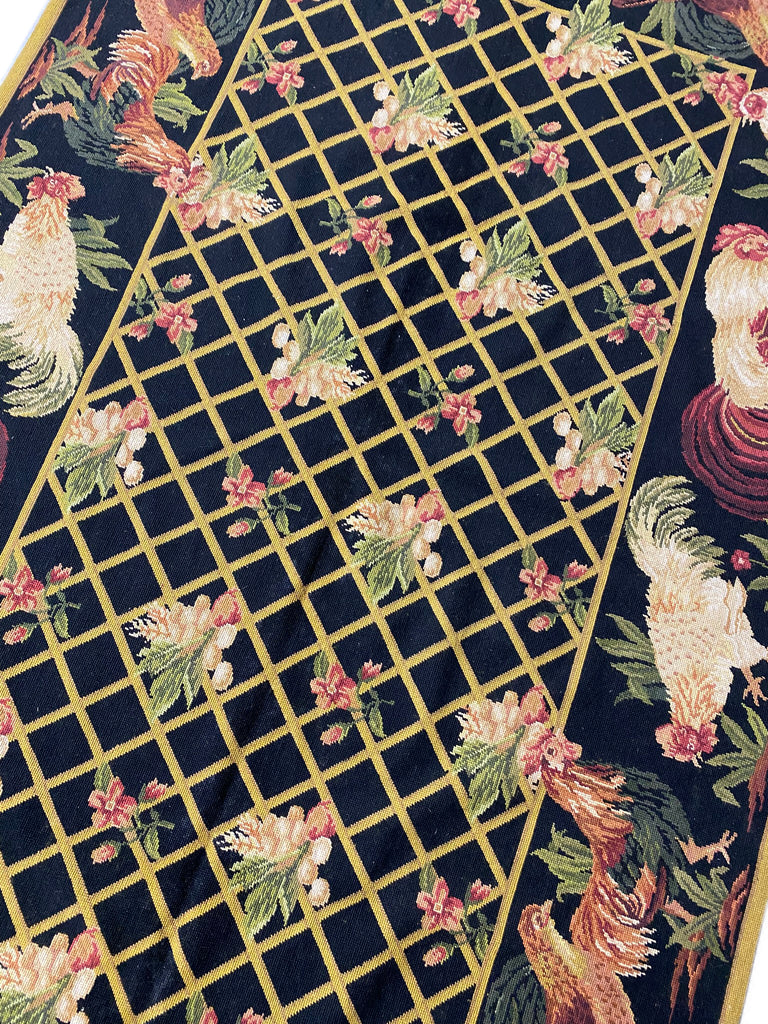 5.0 x 8.0 Needle Point Rug Rooster BLACK  #F-6921