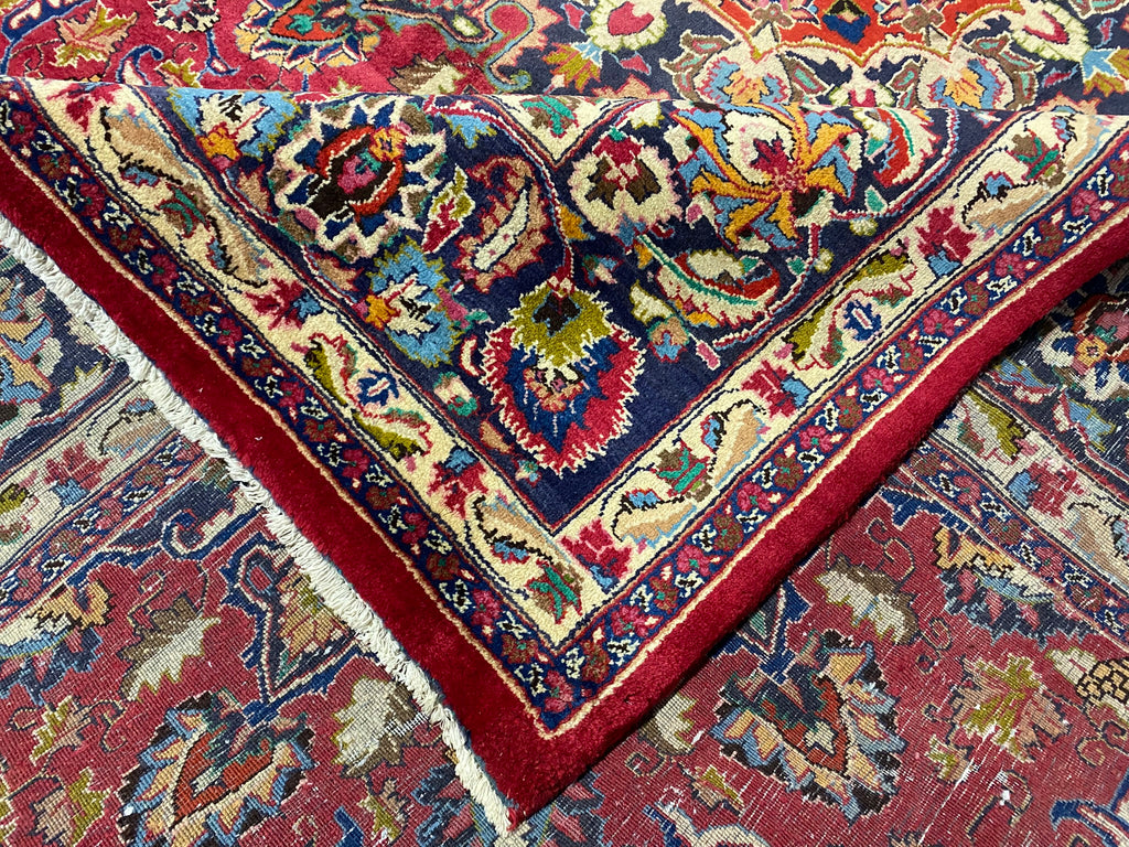 10.0 x 13.0 SIGNED Persian Mashad Rug RCH BURGUNDY   #F-6925