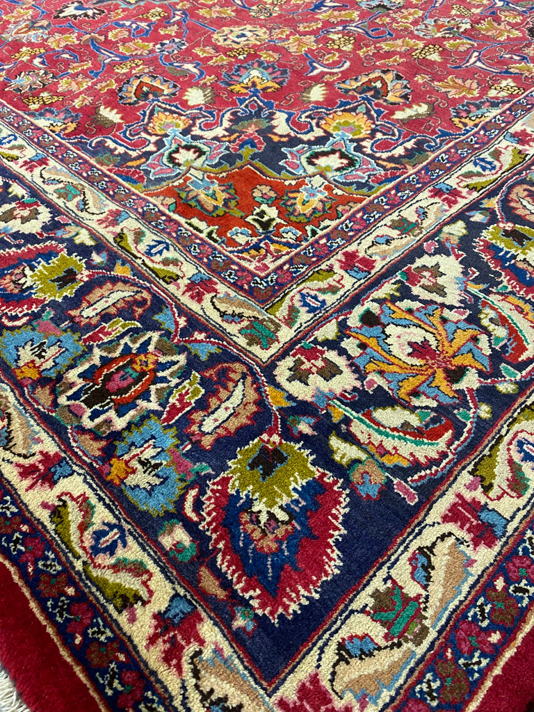 10.0 x 13.0 SIGNED Persian Mashad Rug RCH BURGUNDY   #F-6925