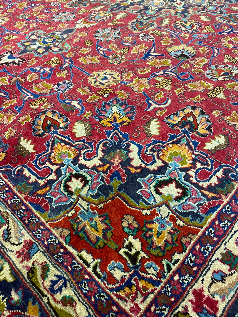 10.0 x 13.0 SIGNED Persian Mashad Rug RCH BURGUNDY   #F-6925