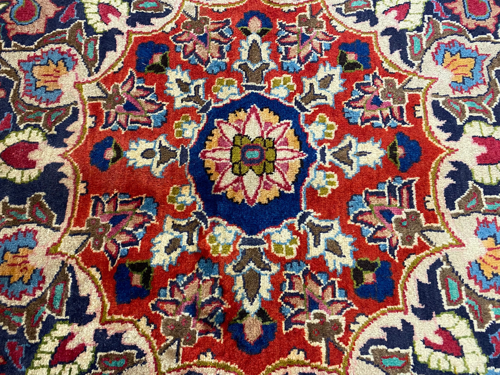 10.0 x 13.0 SIGNED Persian Mashad Rug RCH BURGUNDY   #F-6925