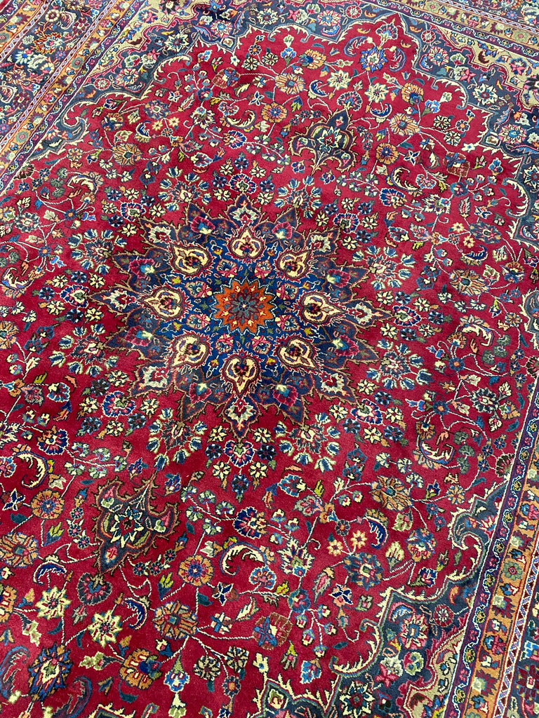 9.8 x 13.0 Authentic Persian Handmade Wool Rug Rich Burgundy  #F-6926