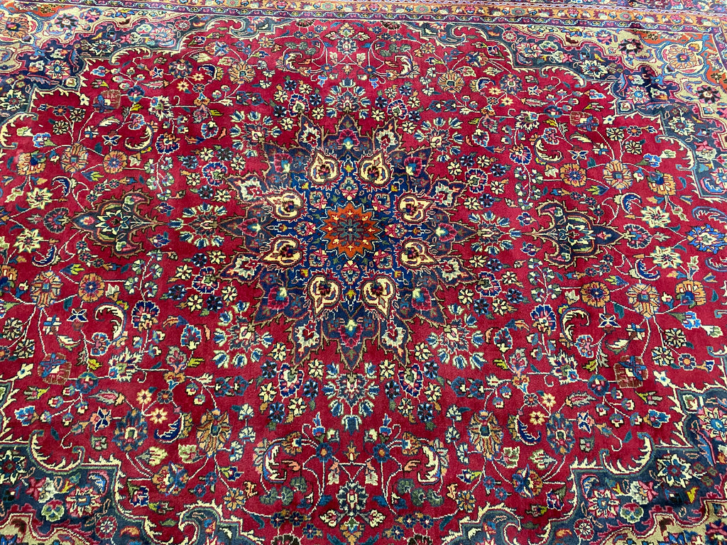 9.8 x 13.0 Authentic Persian Handmade Wool Rug Rich Burgundy  #F-6926