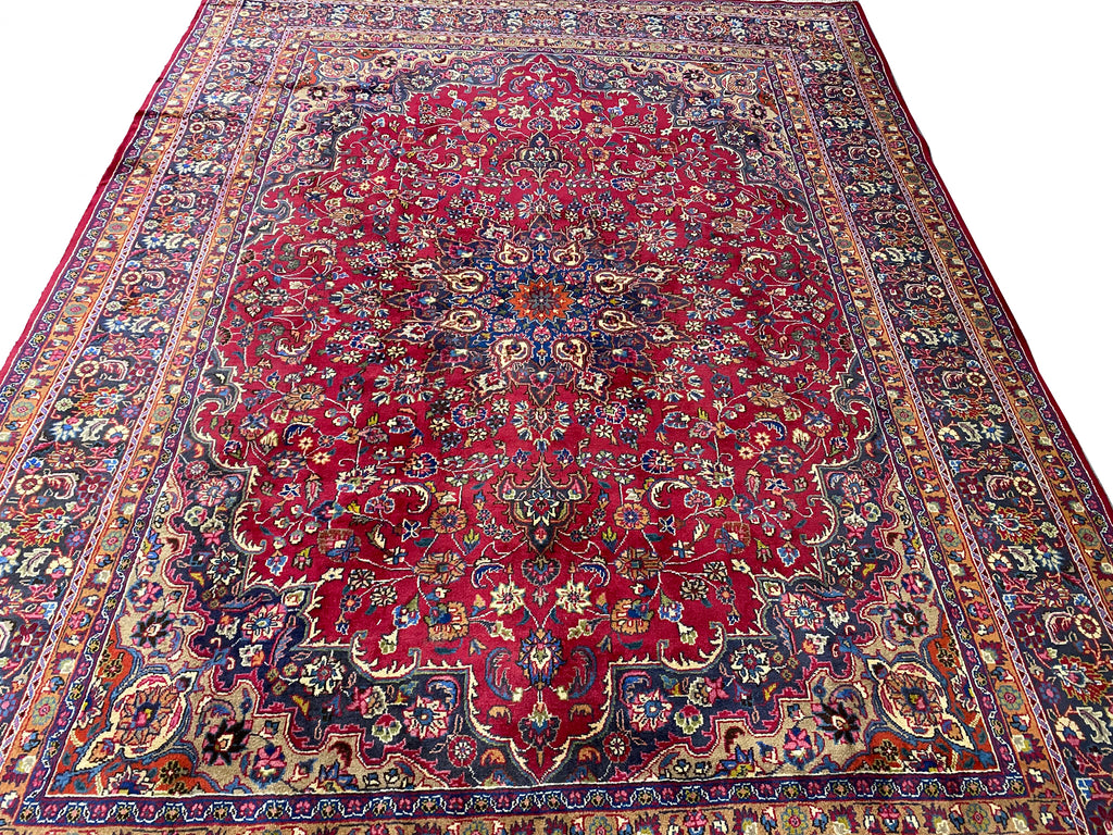 9.8 x 13.0 Authentic Persian Handmade Wool Rug Rich Burgundy  #F-6926