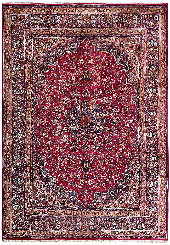 9.8 x 13.0 Authentic Persian Handmade Wool Rug Rich Burgundy  #F-6926