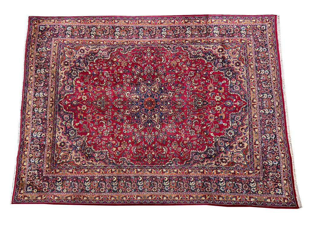 9.8 x 13.0 Authentic Persian Handmade Wool Rug Rich Burgundy  #F-6926