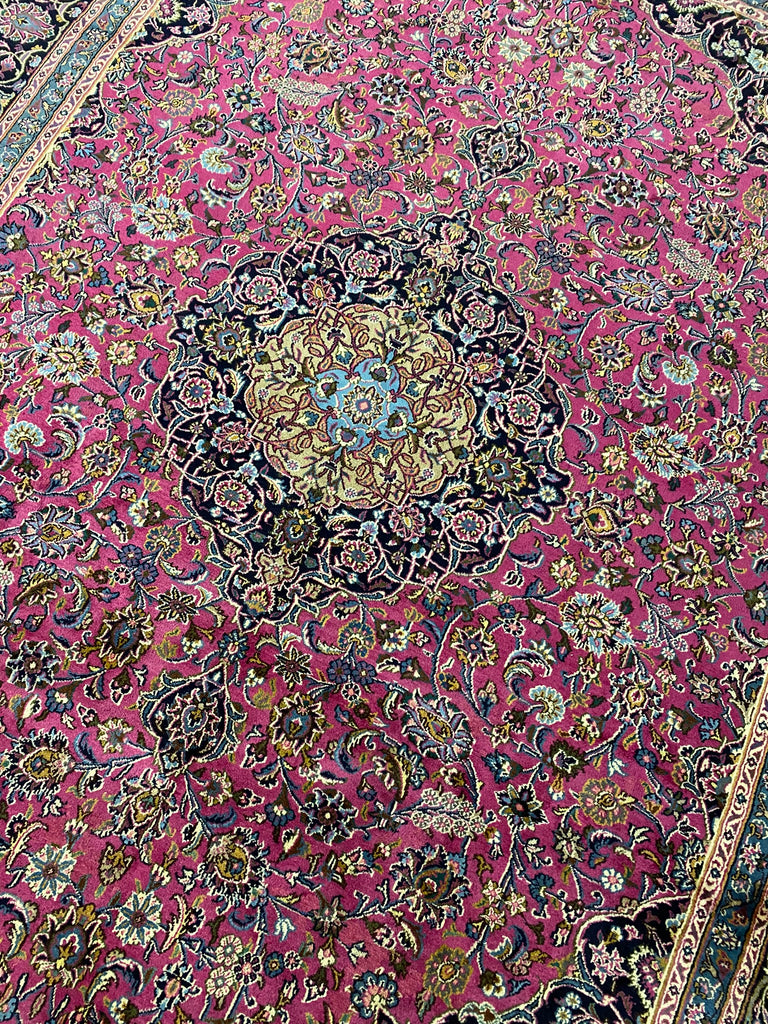 9.7 x 12.9 Persian Handmade Wool Kashan rug ROSE BERRY RED #F-6927