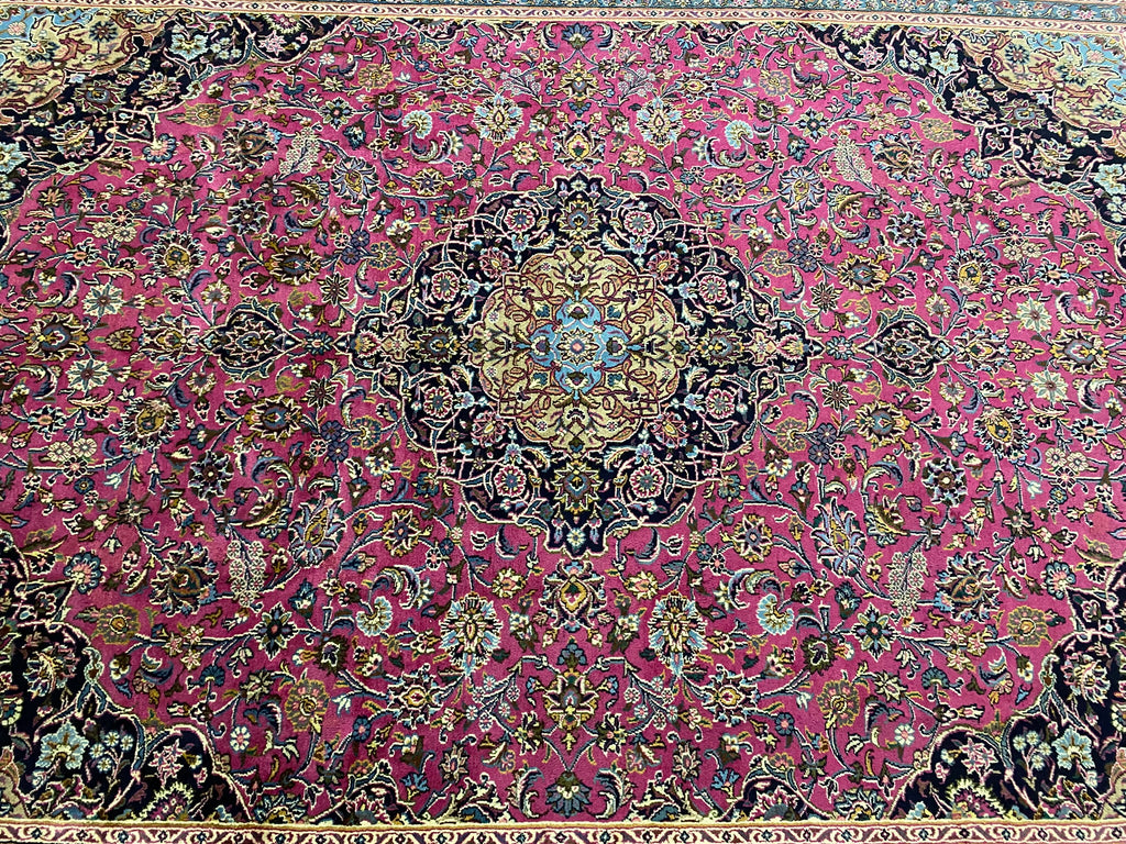 9.7 x 12.9 Persian Handmade Wool Kashan rug ROSE BERRY RED #F-6927