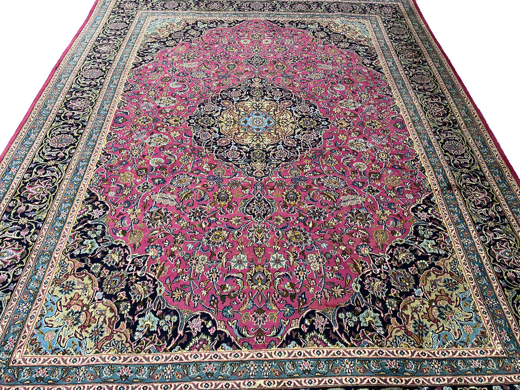 9.7 x 12.9 Persian Handmade Wool Kashan rug ROSE BERRY RED #F-6927