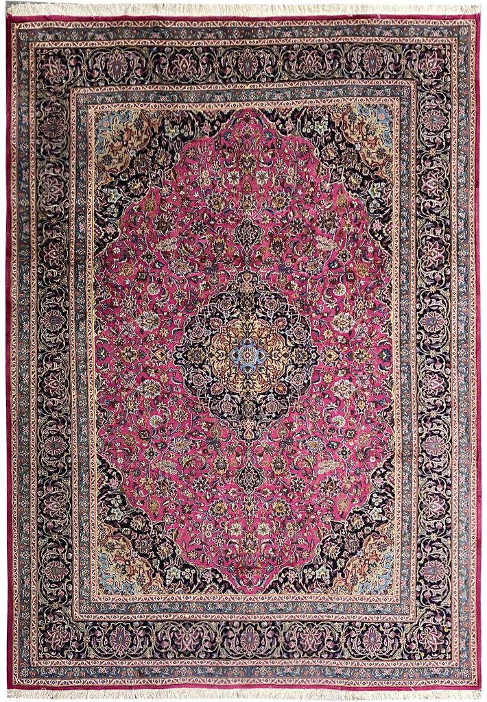 9.7 x 12.9 Persian Handmade Wool Kashan rug ROSE BERRY RED #F-6927