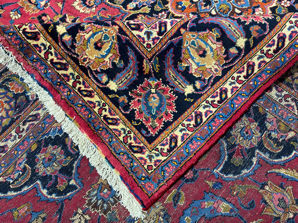 8.8 x 11.6 SIGNED Persian Khorasan Mashad Rug Handmade Wool IRAN Carpet #F-6929