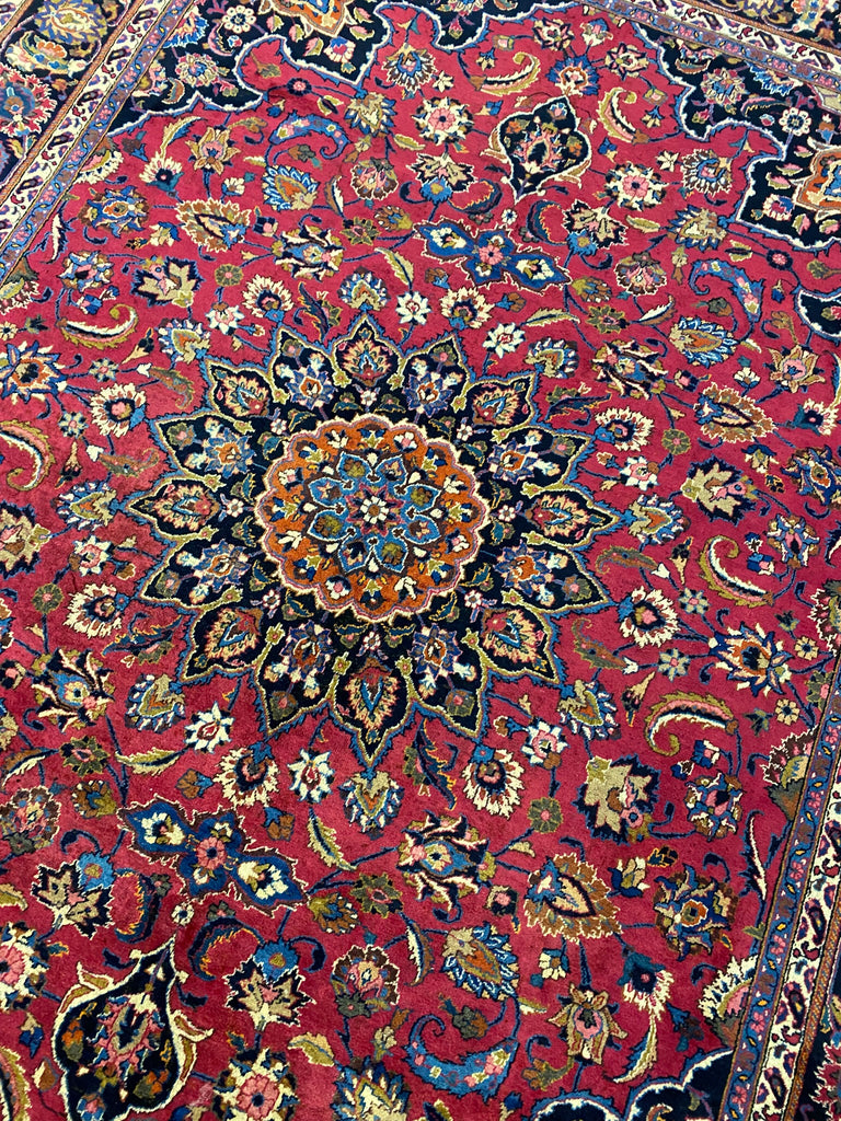 8.8 x 11.6 SIGNED Persian Khorasan Mashad Rug Handmade Wool IRAN Carpet #F-6929