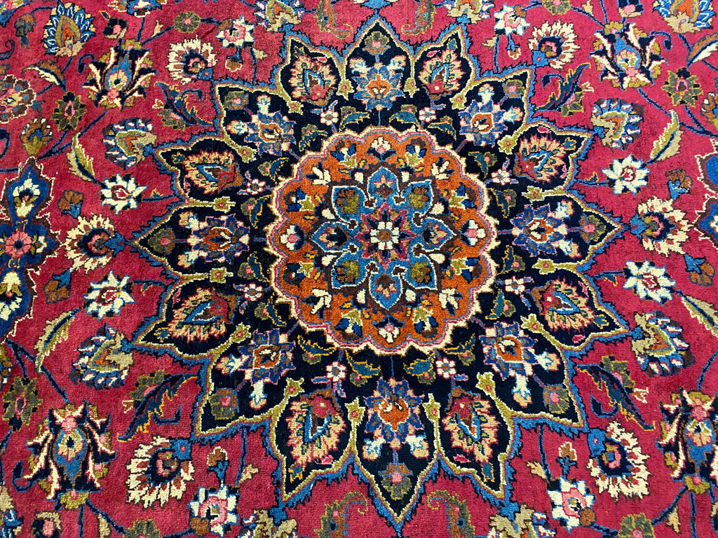 8.8 x 11.6 SIGNED Persian Khorasan Mashad Rug Handmade Wool IRAN Carpet #F-6929