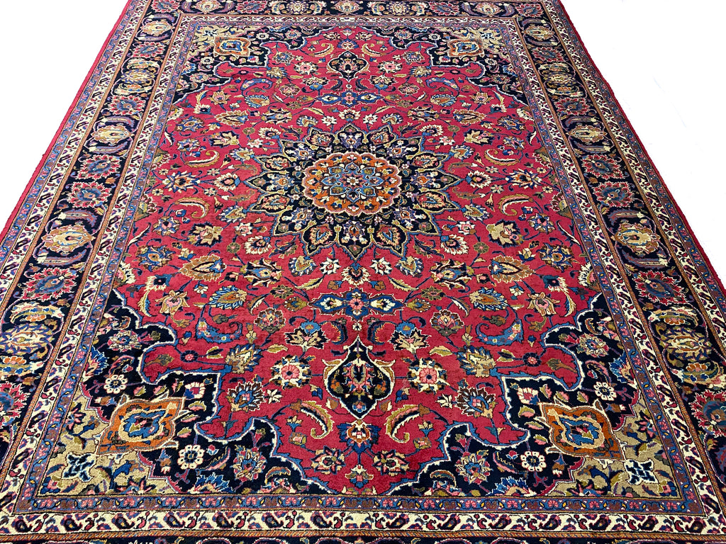 8.8 x 11.6 SIGNED Persian Khorasan Mashad Rug Handmade Wool IRAN Carpet #F-6929