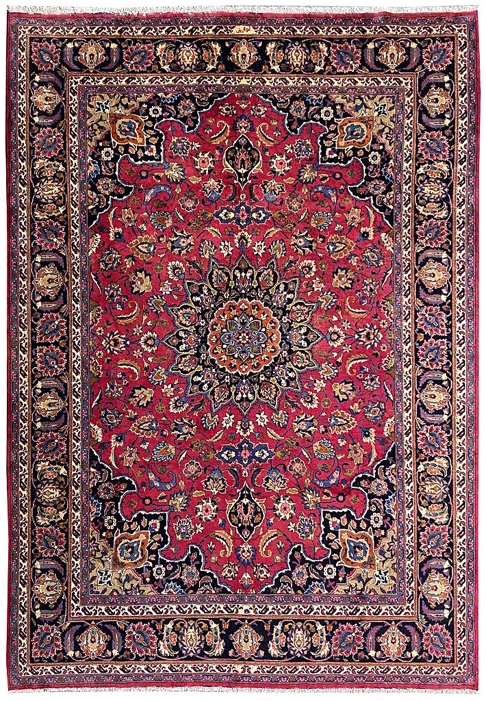 8.8 x 11.6 SIGNED Persian Khorasan Mashad Rug Handmade Wool IRAN Carpet #F-6929