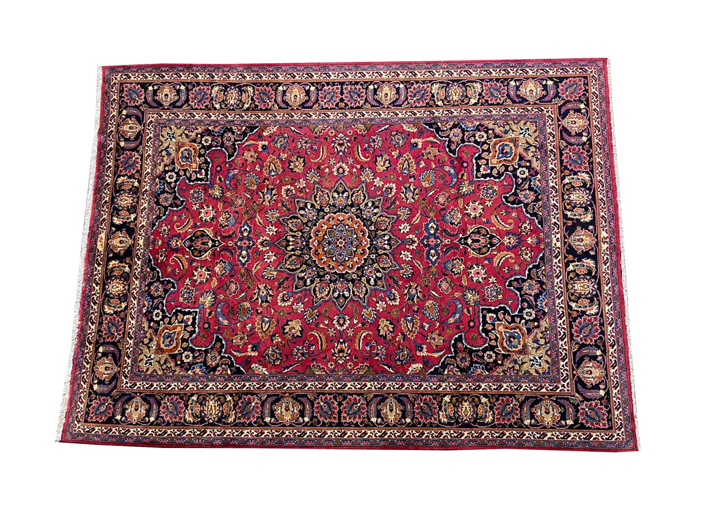 8.8 x 11.6 SIGNED Persian Khorasan Mashad Rug Handmade Wool IRAN Carpet #F-6929