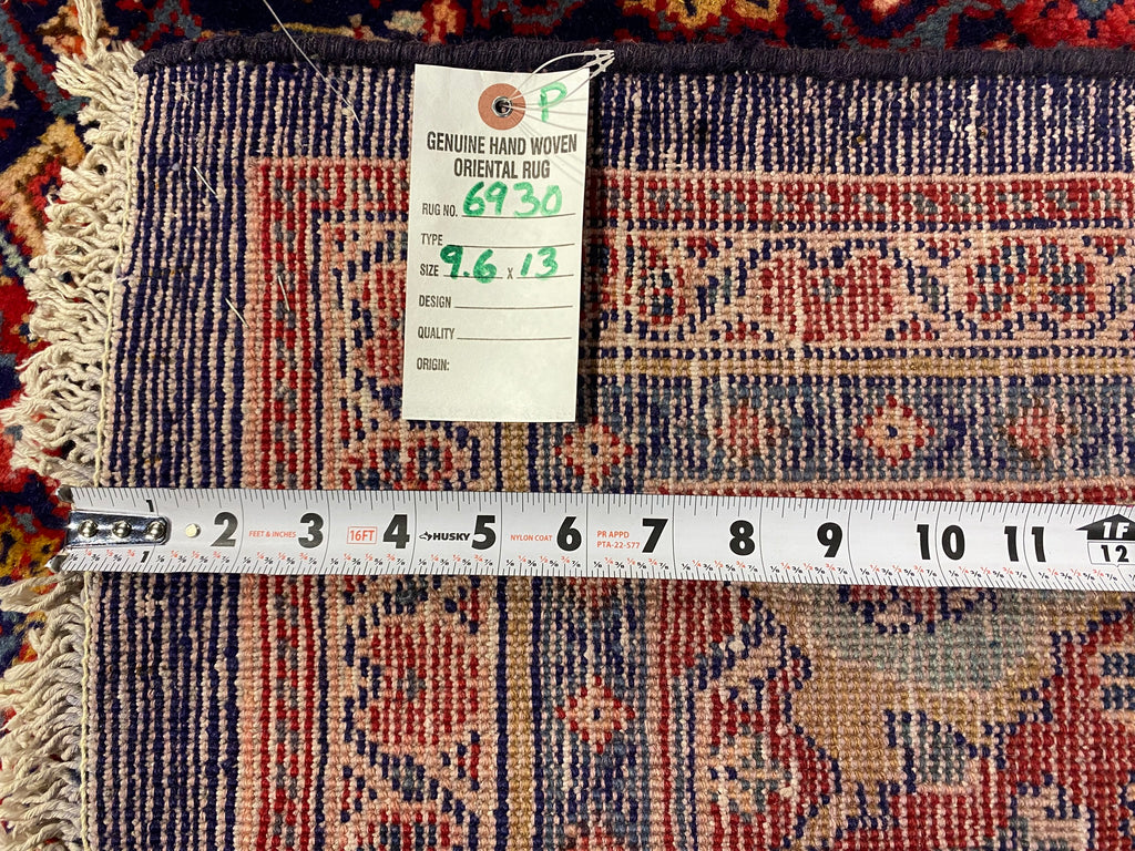 9.6 x 13.0 Persian Herati Mahi Tabriz Mahal Wool Rug #F-6930