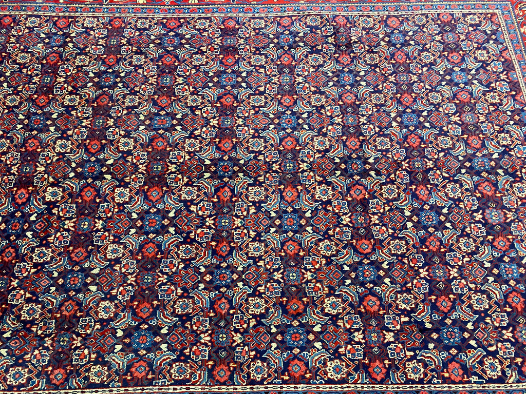 8.9 x 12.5 Persian Tabriz Rug Handmade Wool Mahi Herati IRAN  #F-6931
