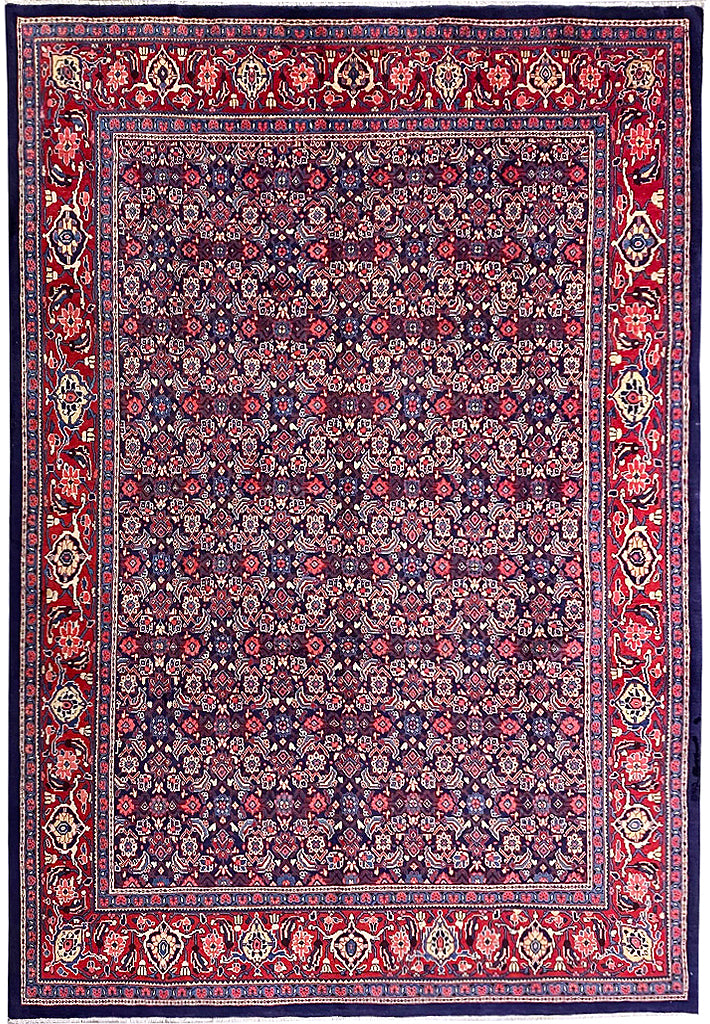 8.9 x 12.5 Persian Tabriz Rug Handmade Wool Mahi Herati IRAN  #F-6931