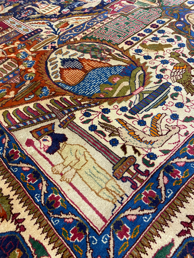 9.9 x 13.0 Persian Kashmar Rug Exotic Zirkhaki Iran Carpet  #F-6933