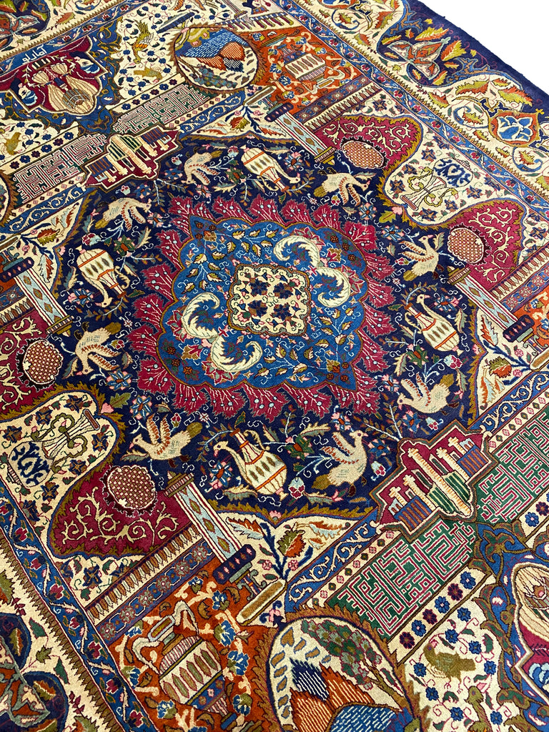 9.9 x 13.0 Persian Kashmar Rug Exotic Zirkhaki Iran Carpet  #F-6933