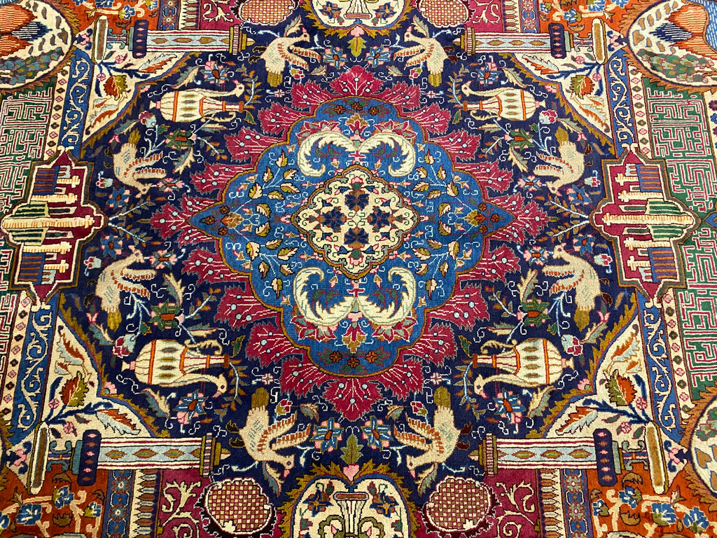 9.9 x 13.0 Persian Kashmar Rug Exotic Zirkhaki Iran Carpet  #F-6933