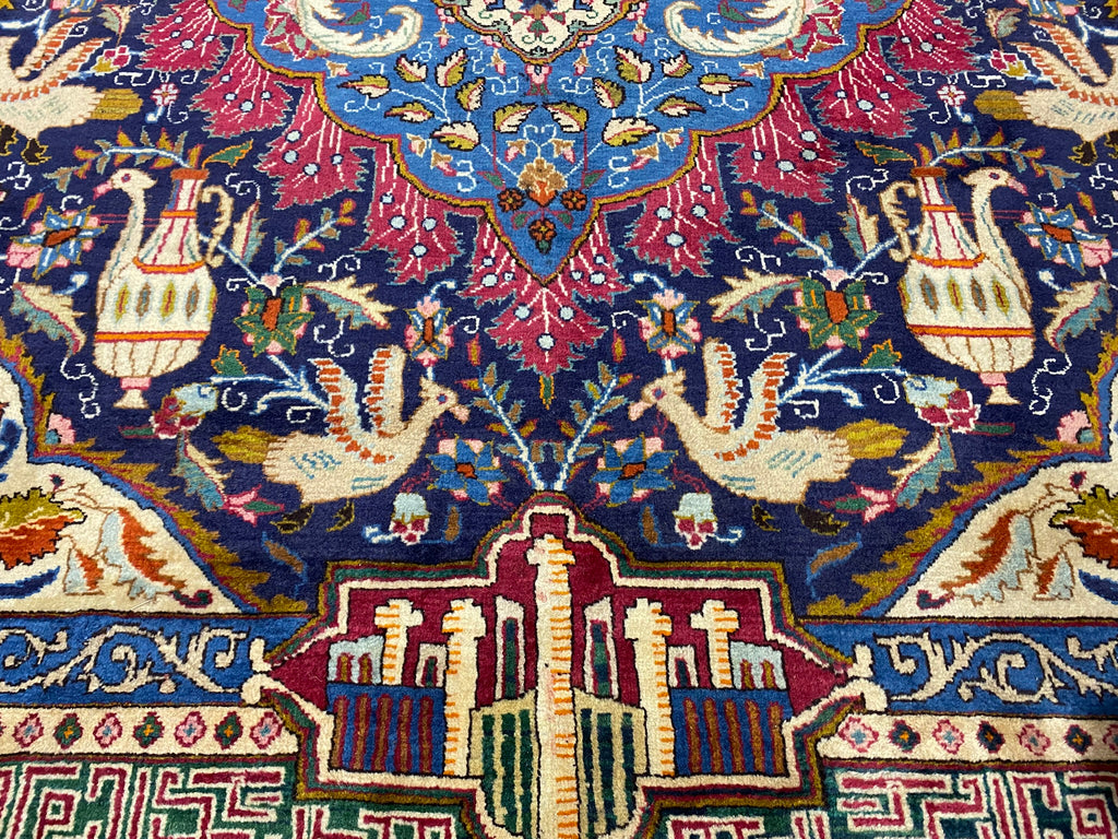 9.9 x 13.0 Persian Kashmar Rug Exotic Zirkhaki Iran Carpet  #F-6933