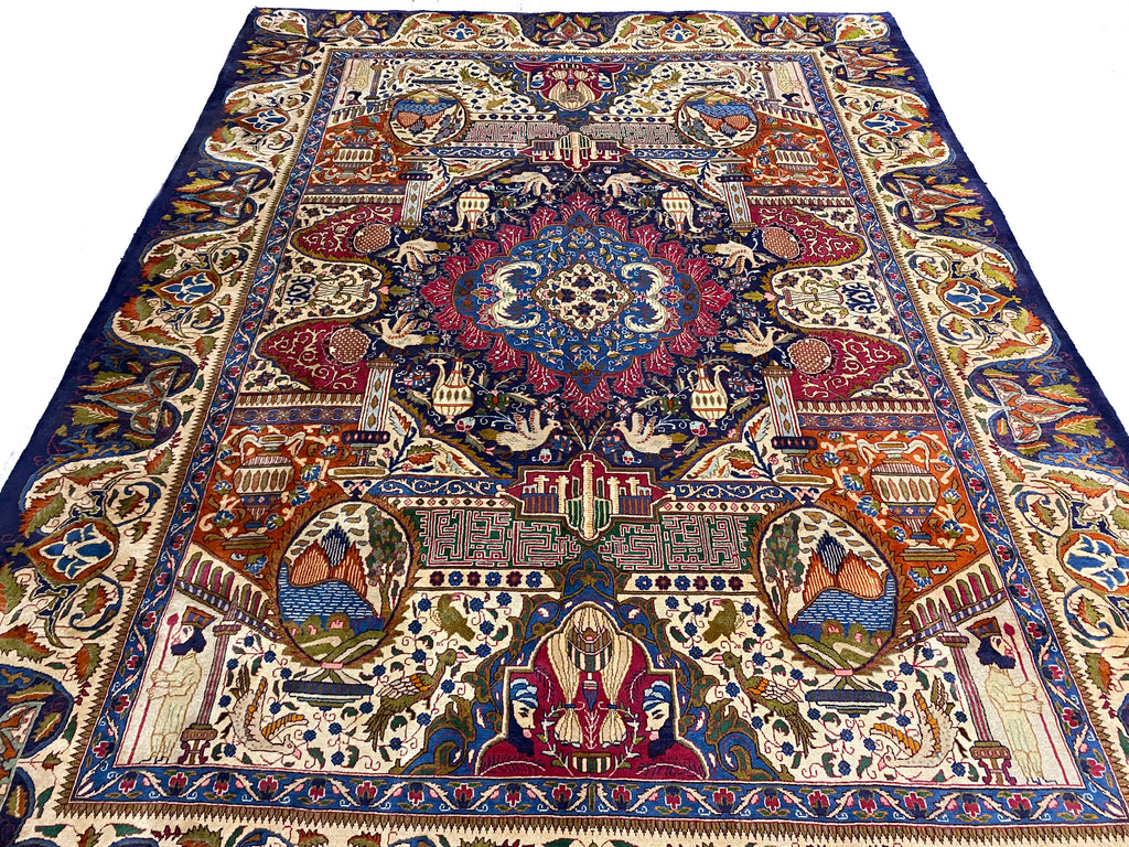 9.9 x 13.0 Persian Kashmar Rug Exotic Zirkhaki Iran Carpet  #F-6933